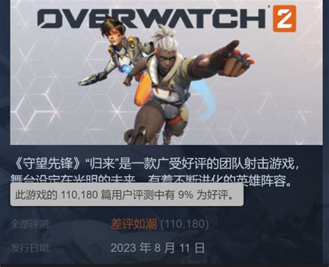 《守望先锋2》差评如潮 暴雪在steam平台禁止中国玩家评论