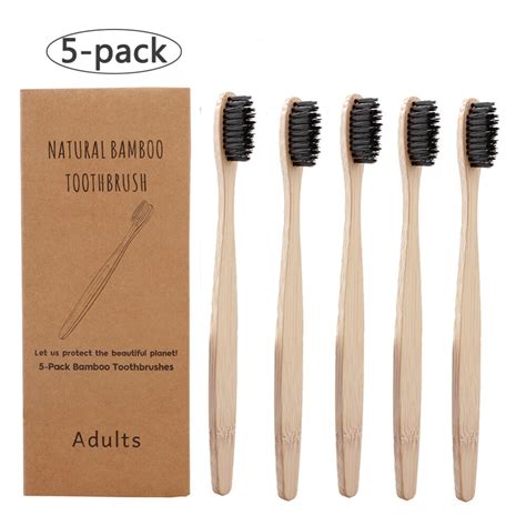 5 pack Adult Bamboo Toothbrushes Soft Bristles eco... – Grandado