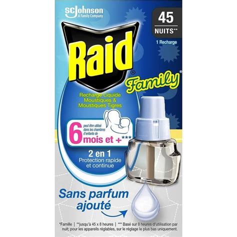 RAID FAMILY RECHARGE ÉLECTRIQUE LIQUIDE MOUSTIQUES MOUSTIQUES TIGRES