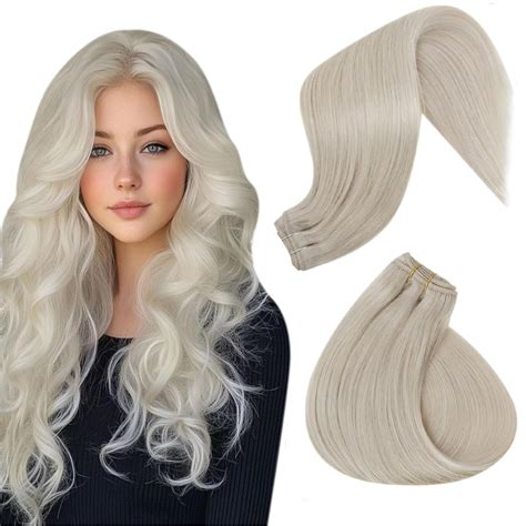 Amazon Hetto Blonde Sew In Hair Extensions Real Human Hair Platinum Blonde Weft Hair