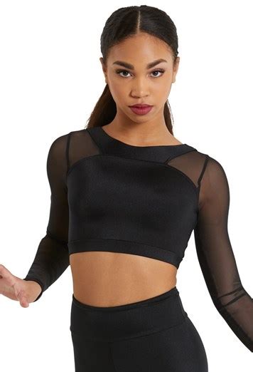 Long Sleeve V Neck Mesh Crop Top Balera™ Lyrical Dresses Dance