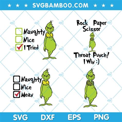 Grinch Naughty Nice I Tried Svg Naughty Grinch Chirstmas