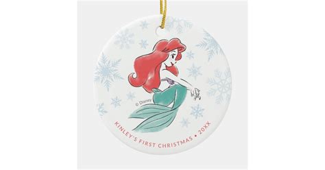 Princess Ariel | Baby's First Christmas Ceramic Ornament | Zazzle