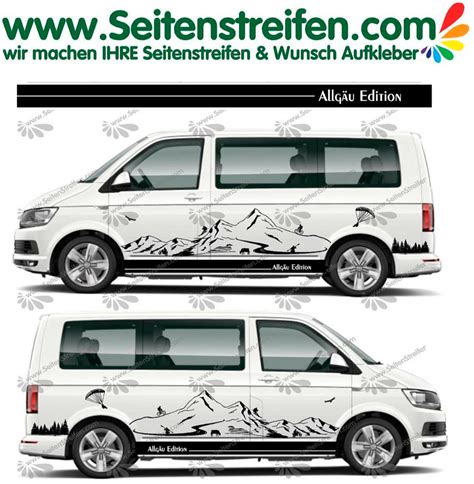 Vw Bus T4 T5 T6 Allgäu Edition Berge Mountain Seitenstreifen Aufkleber