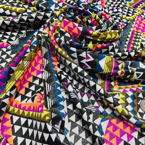 Beautiful Nylon Lycra Spandex Multicolor Geometric Print Fabric Way