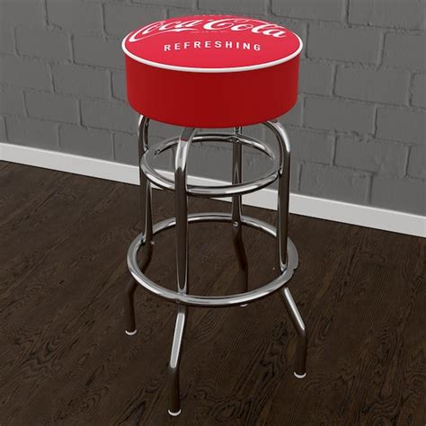 Coca Cola Vintage 31 In Red Backless Metal Bar Stool With Vinyl Seat