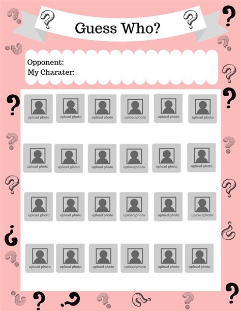 Guess Who Printable Sheets