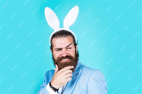 Premium Photo Feeling Excited Easter Celebration Concept Man In Bunny