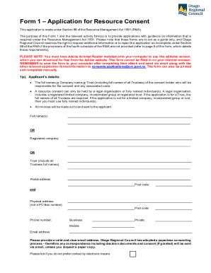 Fillable Online Resource Consent Application Form 1 Fax Email Print