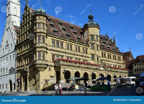 Market Square With The Historic Renaissance Town Hall In Rothenburg