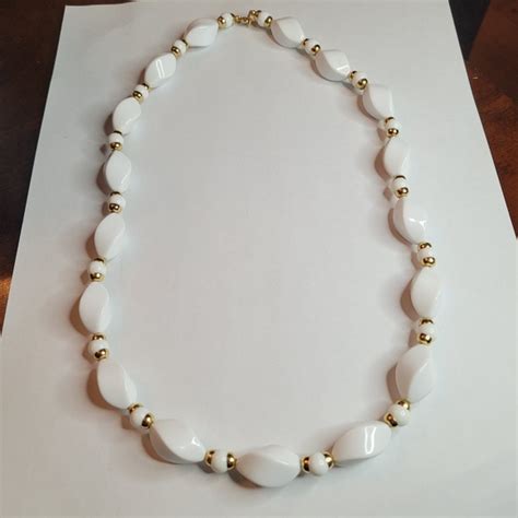 Jewelry Vintage 9s Twist Beads Necklace Single Strand White Gold Tone Estate Jewelry Poshmark