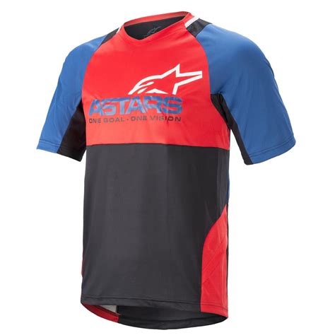 Alpinestars MTB Jersey Short Sleeve Drop 8 0 Midnight Blue Bright Red