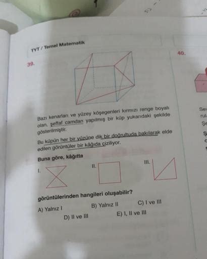 Tyt Temel Matematik 40 39 Bazı Kenarları Ve Yüz Geometri