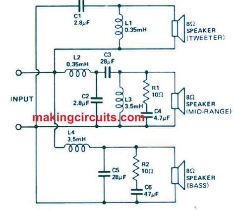 Creating a Diagram for a 2-Way Passive Crossover Circuit - WireMystique