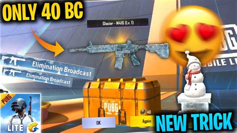 40BC Trick PUBG MOBILE LITE M416 GLACIER SKIN CRATE OPENING HOW TO