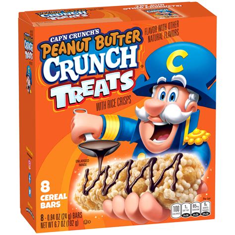 Capn Crunchs Treat With Rice Crisps Cereal Bars Peanut Butter Flavor 08 Oz 8 Count