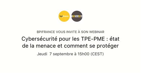 Cybersécurité pour les TPE PME état de la menace et comment se