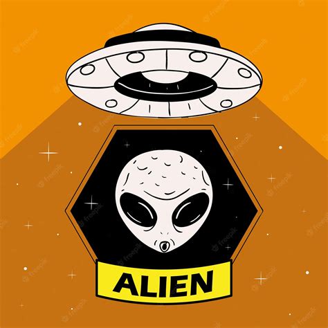 Premium Vector Space Alien And Ufo Retro