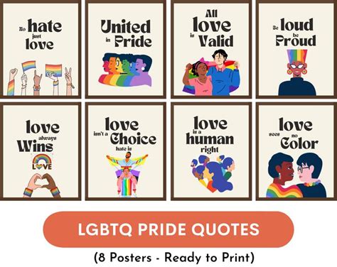 Lgbtq Quotes Set Of Posters Pride Month Posters Lgbtq Love