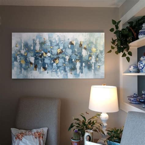 Klakla Light Blue Abstract Wall Art For Living Room Vibrant Artwork