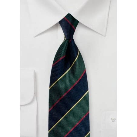 Regimental Striped Tie In Hunter Navy Red Gold Cheap Neckties