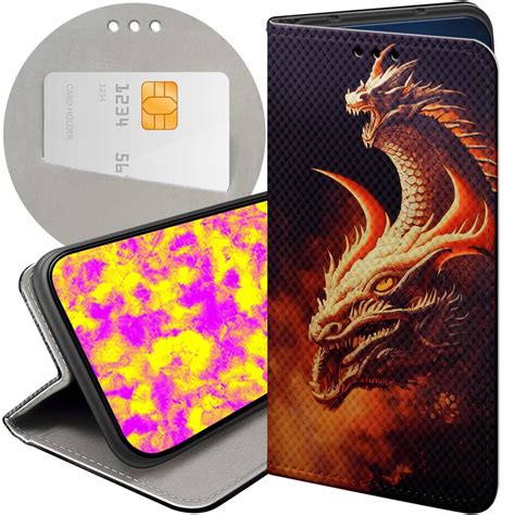 Etui Z Klapk Do Huawei P Smart Wzory Smoki Dragon Taniec Smok W