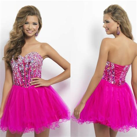 Hot Pink Corset Back Dress Spring Formal Hot Pink Party Dresses