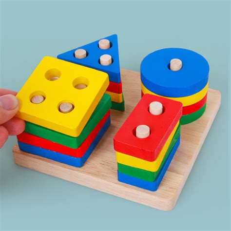 Wooden Montessori Building Blocks Early Educational Toys Graph