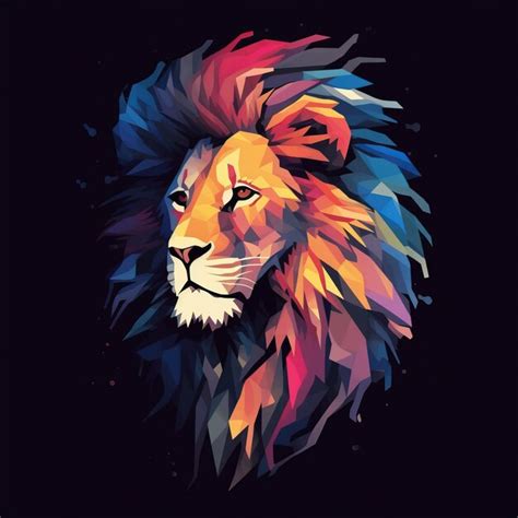 Premium AI Image | a drawing of a lion with colorful and colorful colors