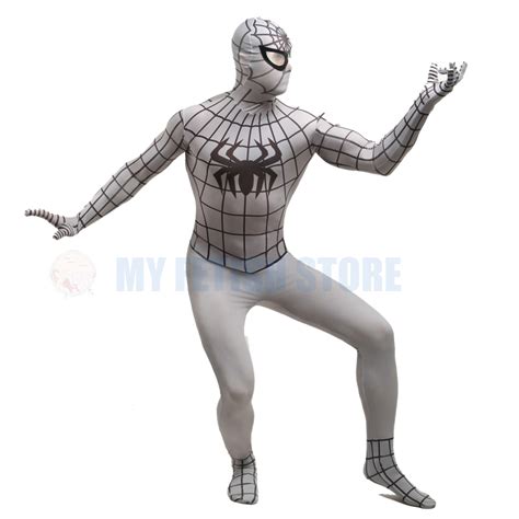 Full Body Gray Spider Man Lycra Spandex Bodysuit Cosplay Zentai Suit