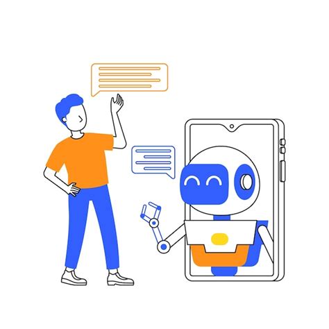 Premium Vector Human Interaction With Robot On Smartphone Or Chatbot