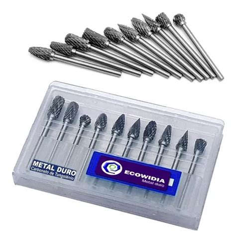 Jogo De Limas Rotativas Metal Duro 3mm 1 8 Kit 10 Peças Parcelamento