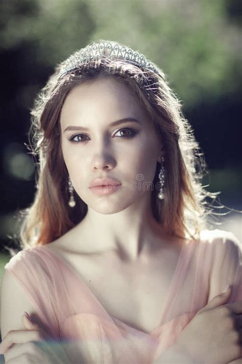 Portrait Of A Young Girl In A Pink Dress Stock Photo Image Of Elegant