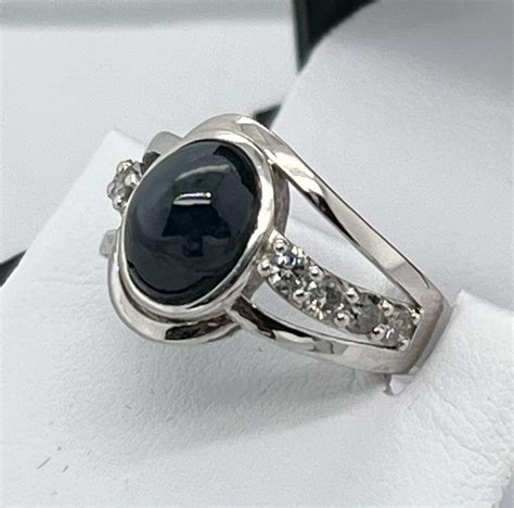 STAR SAPPHIRE & DIAMOND RING IN STERLING SILVER | Property Room