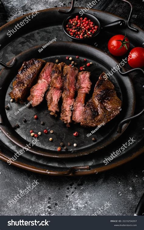 Sliced Grilled Beef Barbecue Striploin Steak Stock Photo 2223254207