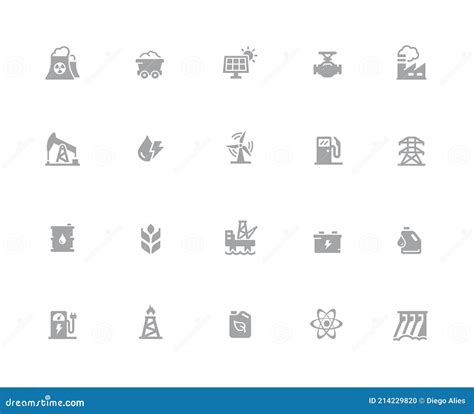 Energy Icons Pixels Icons White Series Stock Vector