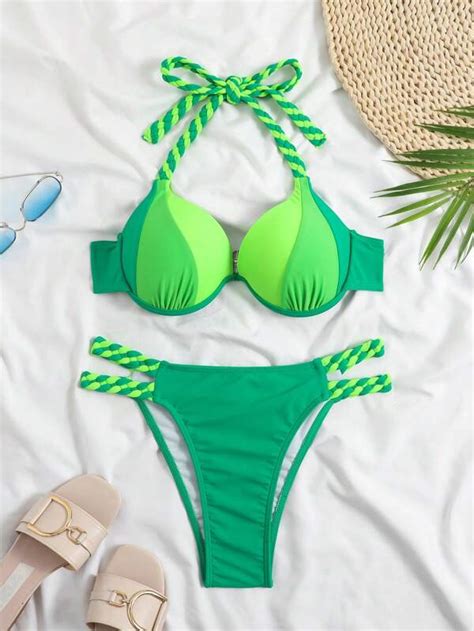 Color Block Cut Out Underwire Bikini Swimsuit SHEIN USA