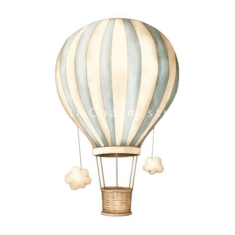 Watercolor Hot Air Balloons Clipart Nursery Wall Decor Baby Boy Clipart High Quality Jpgs