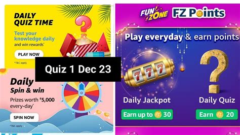 Daily Amazon Quiz Time Amazon FZ Points Quiz Daily Spiin And Win Quiz