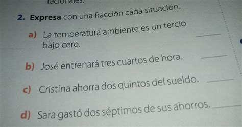 expresa con una fracción cada situación Brainly lat