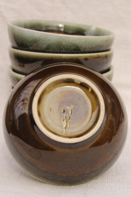 Vintage Pfaltzgraff Copper Green Drip Glaze Pottery Cereal Oatmeal