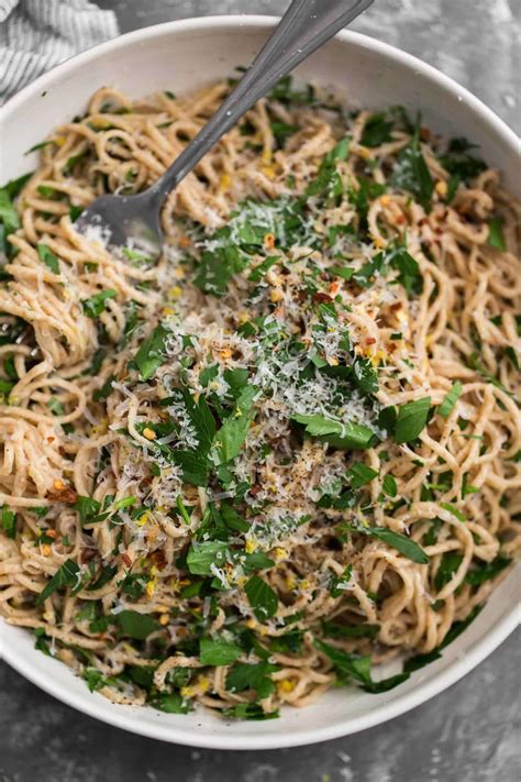 Spelt Spaghetti With Parsley And Garlic Oil Naturally Ella