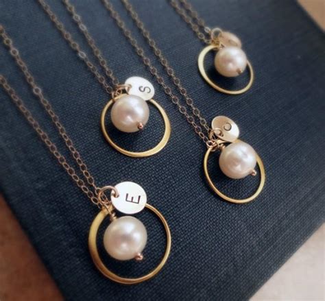 Bridal Jewelry T Set Of Six Gold Necklaces For Bridesmaids