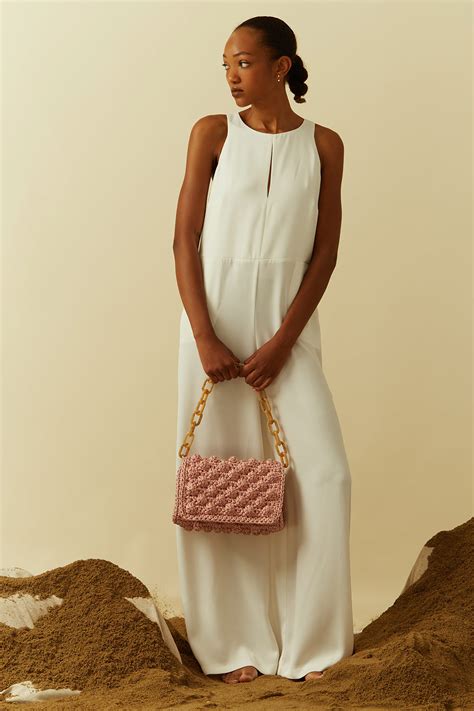 Black And Nude Knitted Bag In Bubbles Style