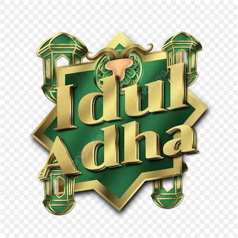 Gambar Selamat Hari Raya Idul Adha 1442 H Desain Label Green Golden 3d