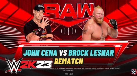 Wwe 2k23 John Cena Vs Brock Lesnar Rematch Wwe Gameplay Youtube