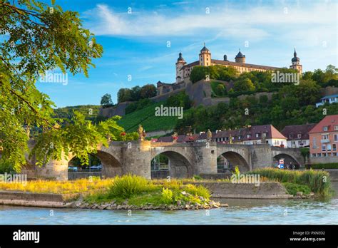 Marienberg Fortress And Old Main Bridge Wurzburg Bavaria Germany