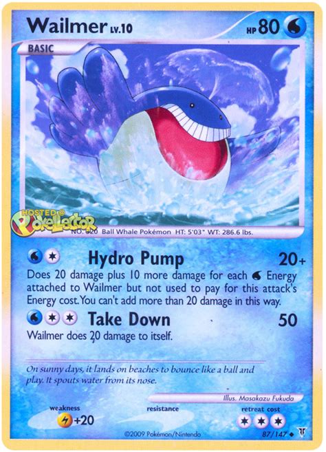 Wailmer Platinum Supreme Victors 87 Pokemon Card