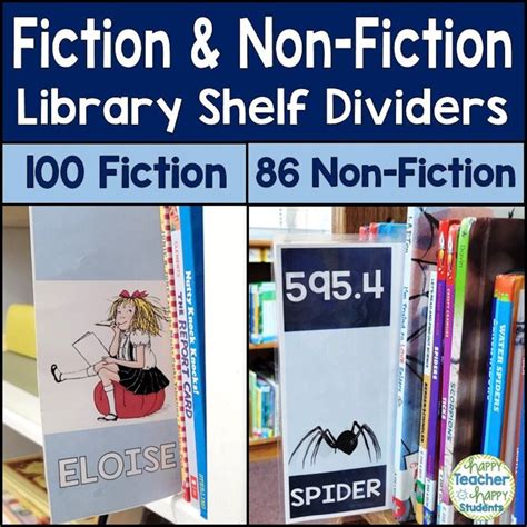 Nonfiction And Fiction Library Shelf Dividers Classroom Library Shelf Labels School Library