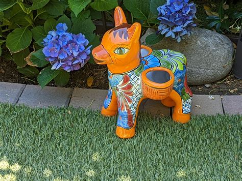 Cute Donkey Planter, Talavera Pottery, Planter Pot Decoration for Indo